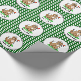 Goldendoodle Dog Playing Golf (Red whmk2) Niedlich Geschenkpapier