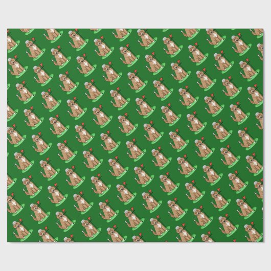 Goldendoodle Dog Playing Golf (Red whmk2) Niedlich Geschenkpapier (Flach)