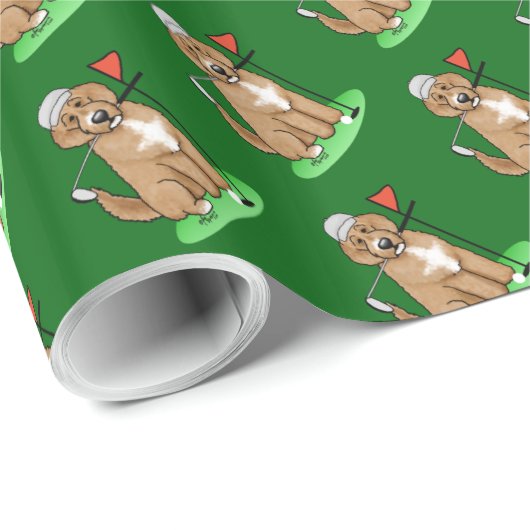 Goldendoodle Dog Playing Golf (Red whmk2) Niedlich Geschenkpapier (Rolleneckpunkt)