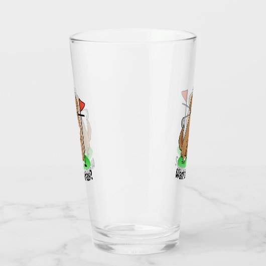 Goldendoodle Dog Playing Golf (Red whmk2) Niedlich Glas (Rechts)