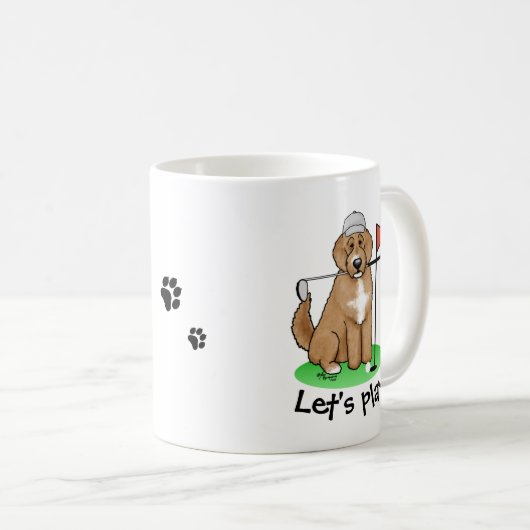 Goldendoodle Dog Playing Golf (Red whmk2) Niedlich Kaffeetasse (VorderseiteRechts)