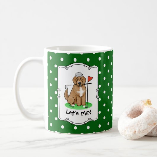 Goldendoodle Dog Playing Golf (Red whmk2) Niedlich Kaffeetasse (Mit Donut)