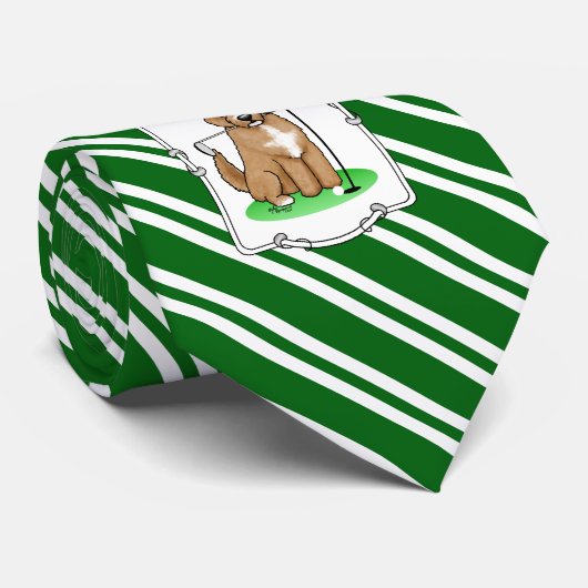 Goldendoodle Dog Playing Golf (Red whmk2) Niedlich Krawatte (Gerollt)