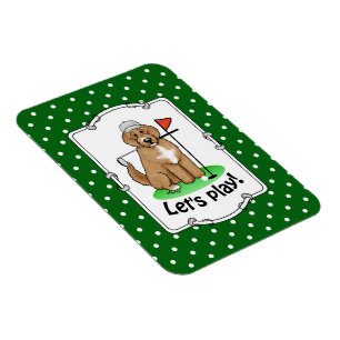Goldendoodle Dog Playing Golf (Red whmk2) Niedlich Magnet
