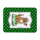 Goldendoodle Dog Playing Golf (Red whmk2) Niedlich Magnet (Horizontal)