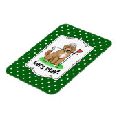 Goldendoodle Dog Playing Golf (Red whmk2) Niedlich Magnet (Linke Seite)