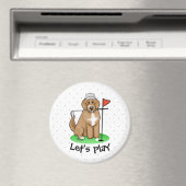 Goldendoodle Dog Playing Golf (Red whmk2) Niedlich Magnet (In Situ (Geschirrspüler))
