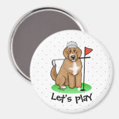 Goldendoodle Dog Playing Golf (Red whmk2) Niedlich Magnet (Vorderseite/Rückseite)