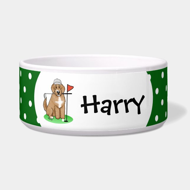 Goldendoodle Dog Playing Golf (Red whmk2) Niedlich Napf (Vorderseite)