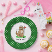 Goldendoodle Dog Playing Golf (Red whmk2) Niedlich Pappteller (Party)