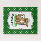 Goldendoodle Dog Playing Golf (Red whmk2) Niedlich Puzzle (Horizontal)