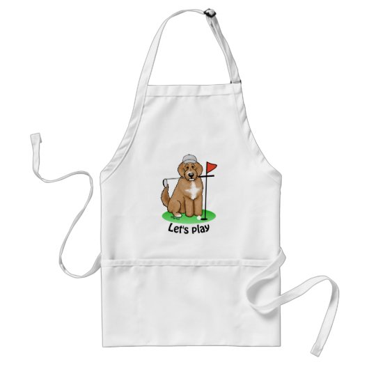 Goldendoodle Dog Playing Golf (Red whmk2) Niedlich Schürze (Vorne)