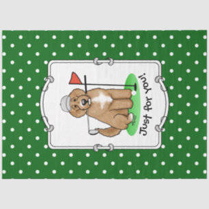 Goldendoodle Dog Playing Golf (Red whmk2) Niedlich Seidenpapier