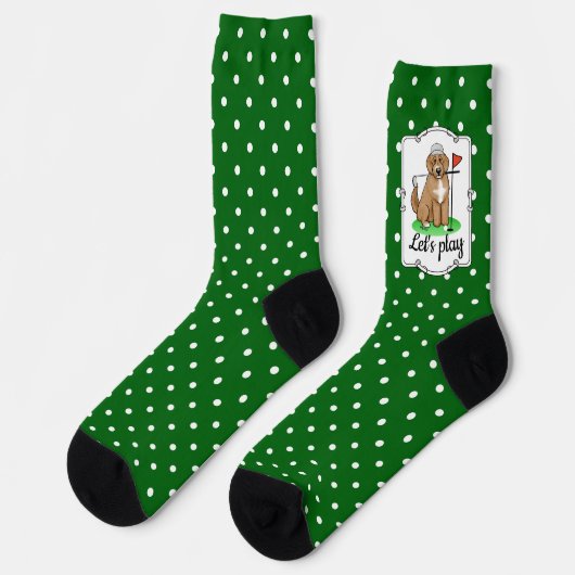 Goldendoodle Dog Playing Golf (Red whmk2) Niedlich Socken (Linkes Detail)