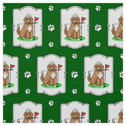 Goldendoodle Dog Playing Golf (Red whmk2) Niedlich Stoff (Muster)