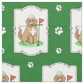 Goldendoodle Dog Playing Golf (Red whmk2) Niedlich Stoff (Nahaufnahme)