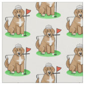 Goldendoodle Dog Playing Golf (Red whmk2) Niedlich Stoff (Nahaufnahme)