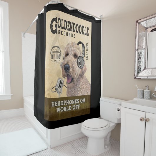 Goldendoodle Dog Record Company Leinwand 2 Duschvorhang (Beispiel)
