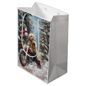 Goldendoodle Dog Riding Motorrad Weihnachten Mittlere Geschenktüte (Rückseite Schrägansicht)