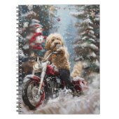 Goldendoodle Dog Riding Motorrad Weihnachten Notizblock (Vorderseite)
