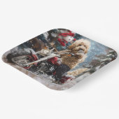 Goldendoodle Dog Riding Motorrad Weihnachten Pappteller (Gewinkelt)