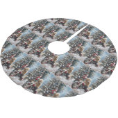 Goldendoodle Dog Riding Motorrad Weihnachten Polyester Weihnachtsbaumdecke (Schrägansicht)