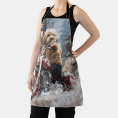 Goldendoodle Dog Riding Motorrad Weihnachten Schürze (InSitu)