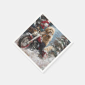 Goldendoodle Dog Riding Motorrad Weihnachten Serviette (Ecke)