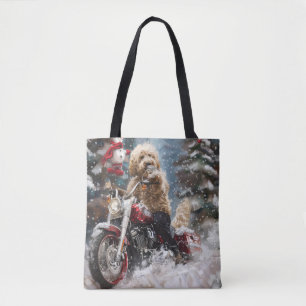 Goldendoodle Dog Riding Motorrad Weihnachten Tasche