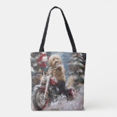 Goldendoodle Dog Riding Motorrad Weihnachten Tasche (Rückseite)