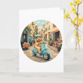 Goldendoodle Dog Riding Scooter Europäische Straße Karte (Gelbe Blume)