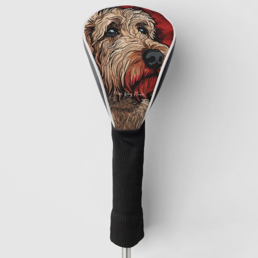 Goldendoodle Dog, Rot und Schwarz 002 - Ulises D Golf Headcover (Vorderseite)