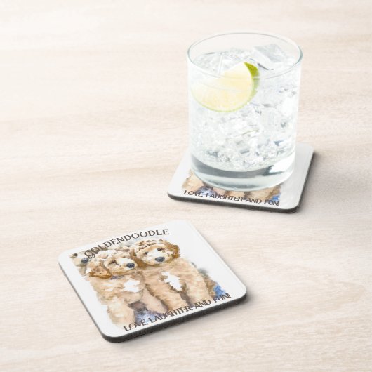 Goldendoodle Dog Spaß Getränkeuntersetzer (Rechte Seite)