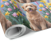 Goldendoodle Dog Spring Blumen Malerei Geschenkpapier (Rolleneckpunkt)