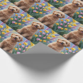 Goldendoodle Dog Spring Blumen Malerei Geschenkpapier (Ecke)