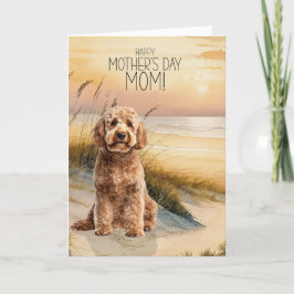 Goldendoodle Dog Sunset Beach Mother's Day Feiertagskarte