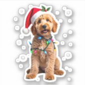 Goldendoodle Dog Tree Christmas Sweater Xmas Pet D Aufkleber (Vorderseite)