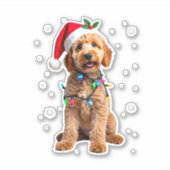 Goldendoodle Dog Tree Christmas Sweater Xmas Pet D Aufkleber (Vorderseite)