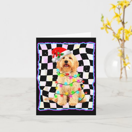 Goldendoodle Dog Tree Christmas Xmas Pet Dogs Gift Karte (Gelbe Blume)
