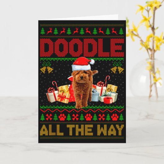 Goldendoodle Dog Ugly Christmas Sweaters Pet Dog L Karte (Gelbe Blume)