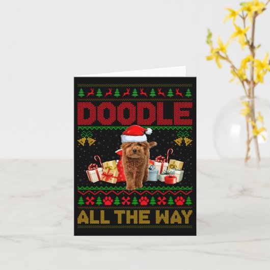 Goldendoodle Dog Ugly Christmas Sweaters Pet Dog L Karte (Gelbe Blume)