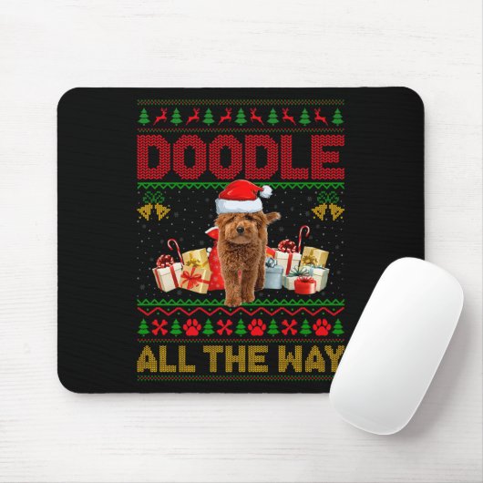 Goldendoodle Dog Ugly Christmas Sweaters Pet Dog L Mousepad (Mit Mouse)