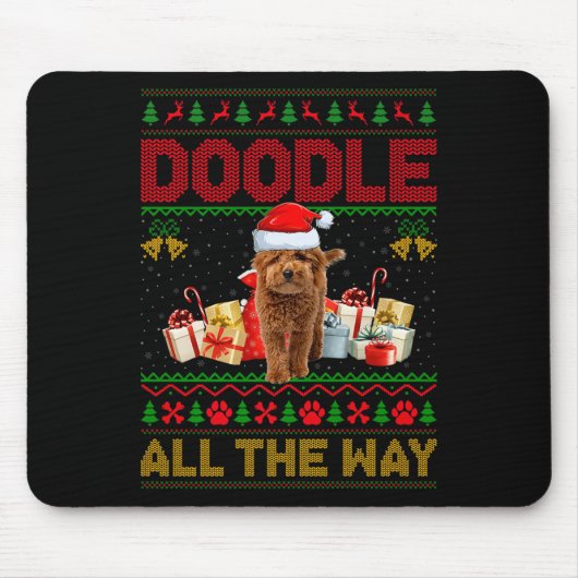 Goldendoodle Dog Ugly Christmas Sweaters Pet Dog L Mousepad (Vorne)