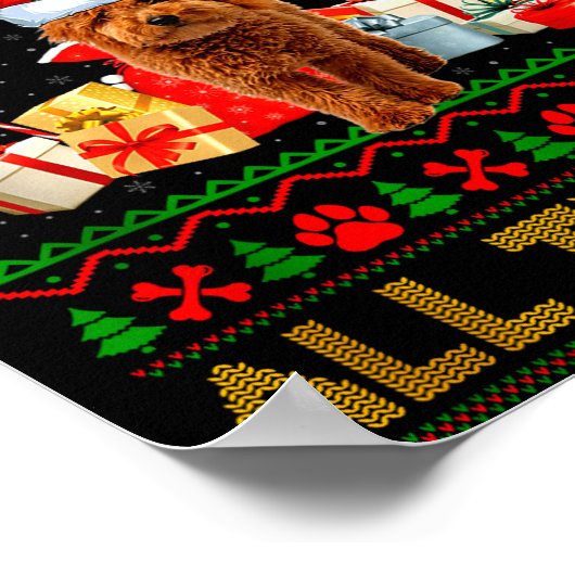 Goldendoodle Dog Ugly Christmas Sweaters Pet Dog L Poster (Ecke)