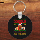 Goldendoodle Dog Ugly Christmas Sweaters Pet Dog L Schlüsselanhänger (Vorderseite)