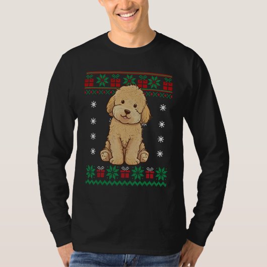 Goldendoodle Dog Ugly Sweater Christmas Puppy Dog  T-Shirt (Vorderseite)