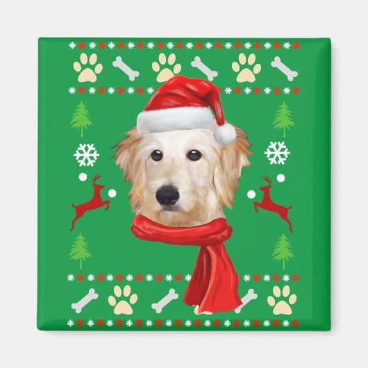 Goldendoodle Dog Ugly Weihnachten Magnet (Vorne)
