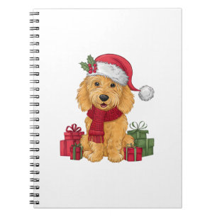 Goldendoodle Dog WeihnachtsOutfits Weihnachtsmannm Notizblock