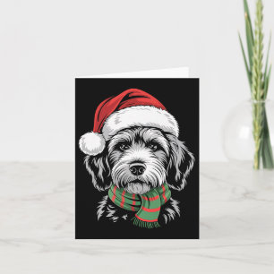 Goldendoodle Dog Xmas Weihnachtsmannmütze Scarf Karte