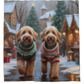 Goldendoodle Dogs Christmas Snow Holiday Duschvorhang (Vorderseite)